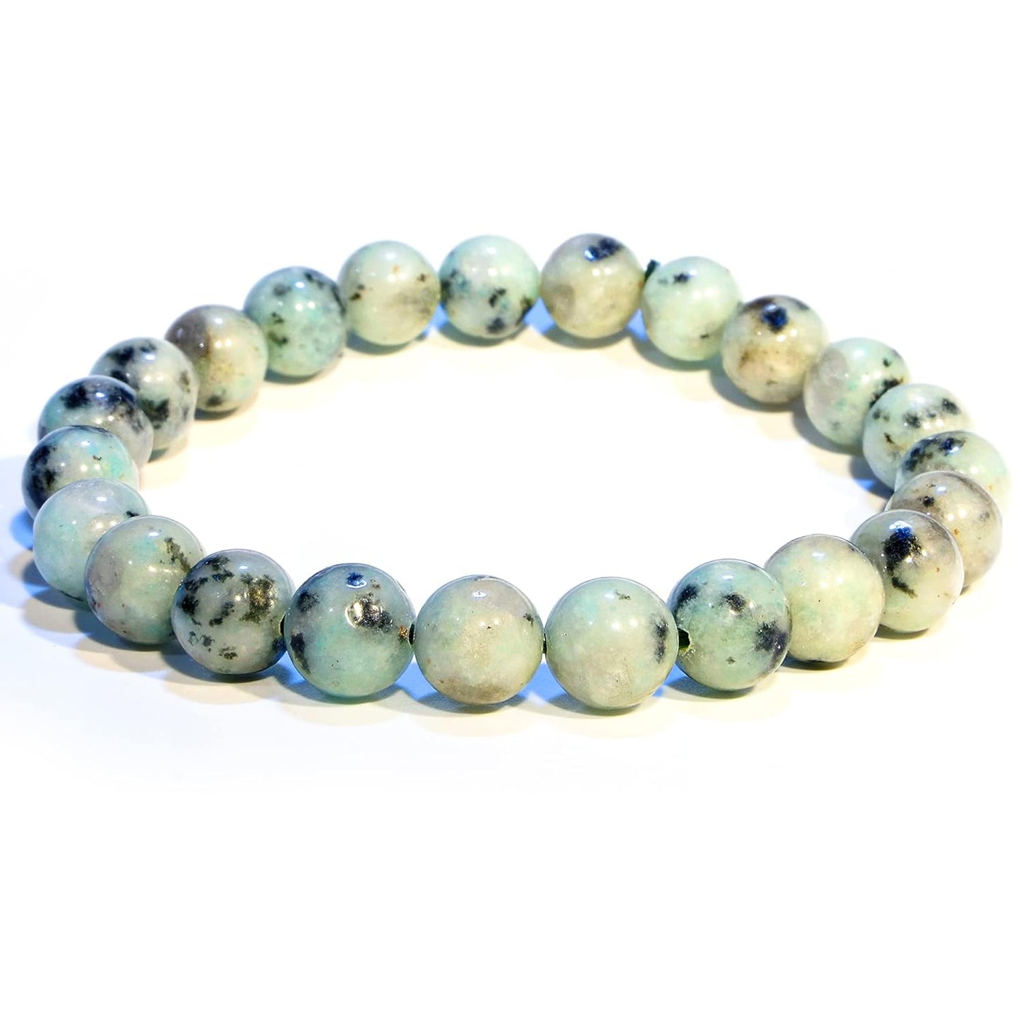 5 Counts Kiwi Jasper Crystal Bead Bracelet – Healing Crystal Bracelet for Women and Men – 8mm Beaded Bracelets for Men and Women – Unisex Elastic Adjustable Size Gemstone Bracelet for Healing and Protection From IG Crystal