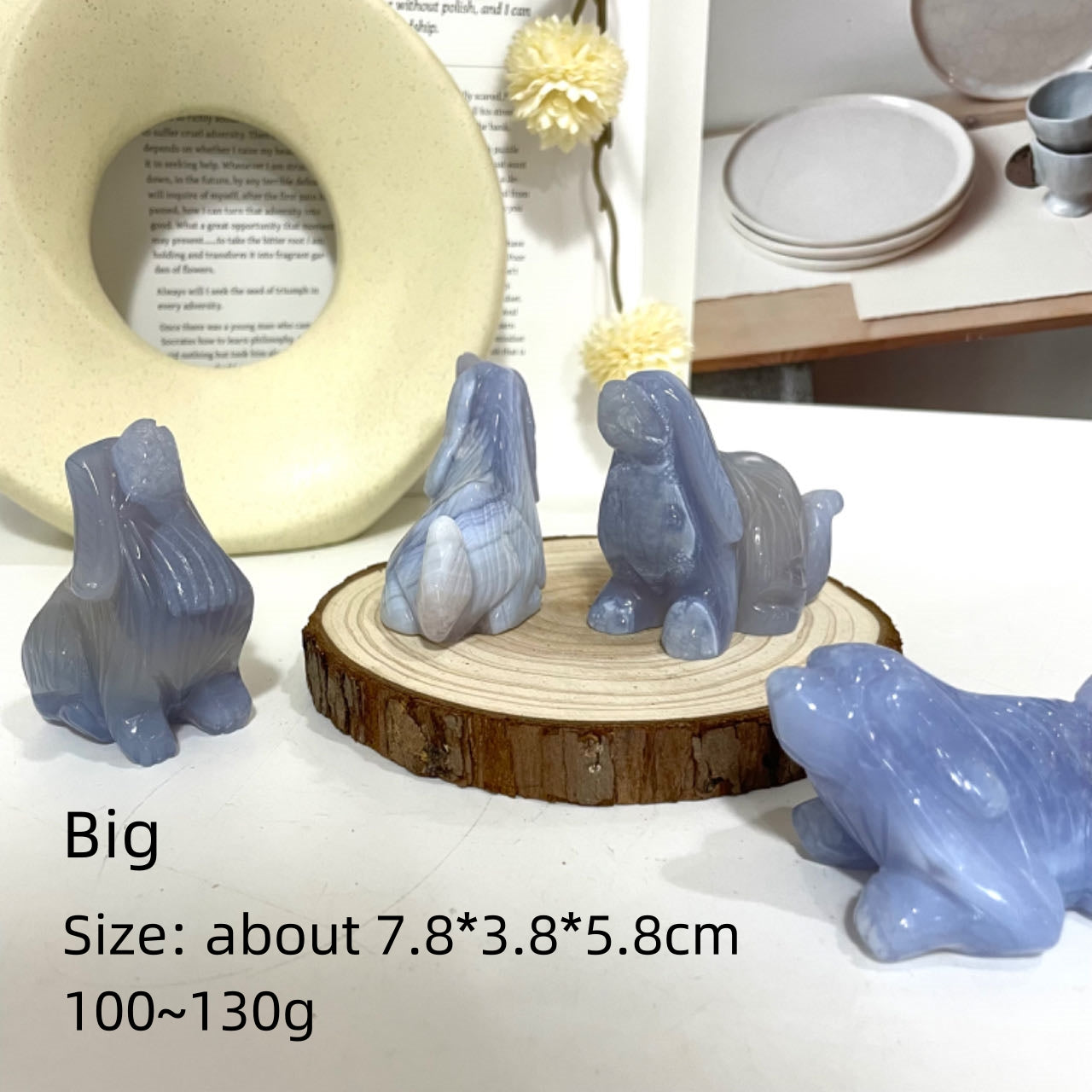 Blue Lace Agate Dog Crystal Healing Stone Home Decoration Stochastic 1PCS From IG Crystal