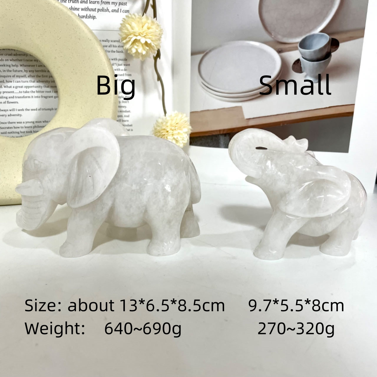 Clear Quartz Elephant Crystal Healing Stone Home Decoration From IG Crystal