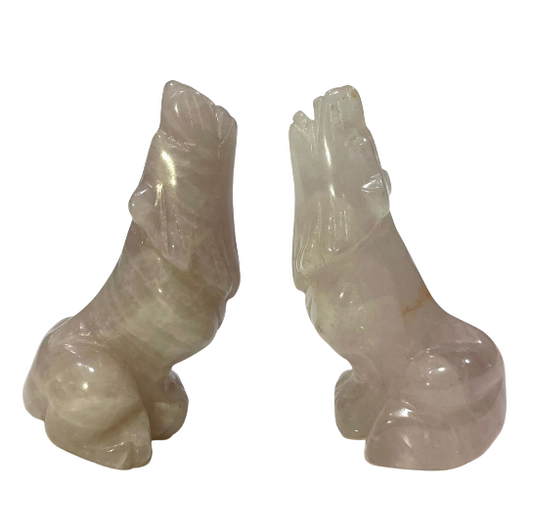 2 Counts Rose Quartz Wolf Crystal Carving Healing Crystal Gem Reiki Healing Home Decor Crystal Jewelry Shop Pretty Crystals From IG Crystal