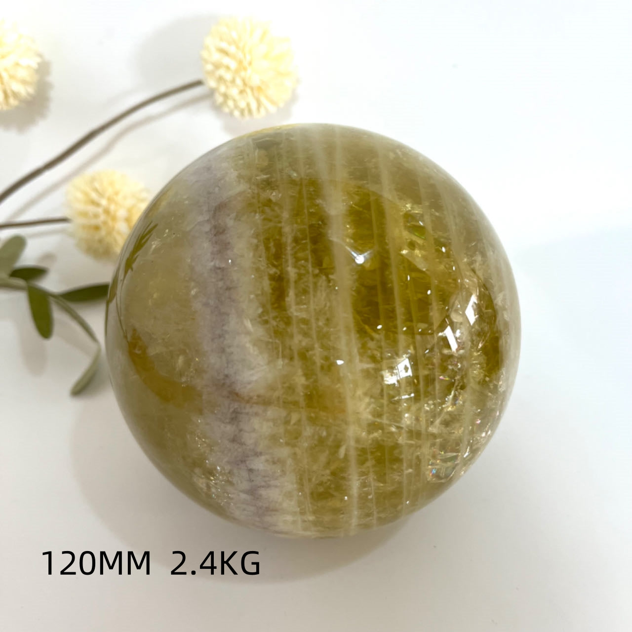 High Quality 120mm Crystal Ball (1PCS) With Wood Stand (1PCS) Set Yellow Crystal From IG Crystal