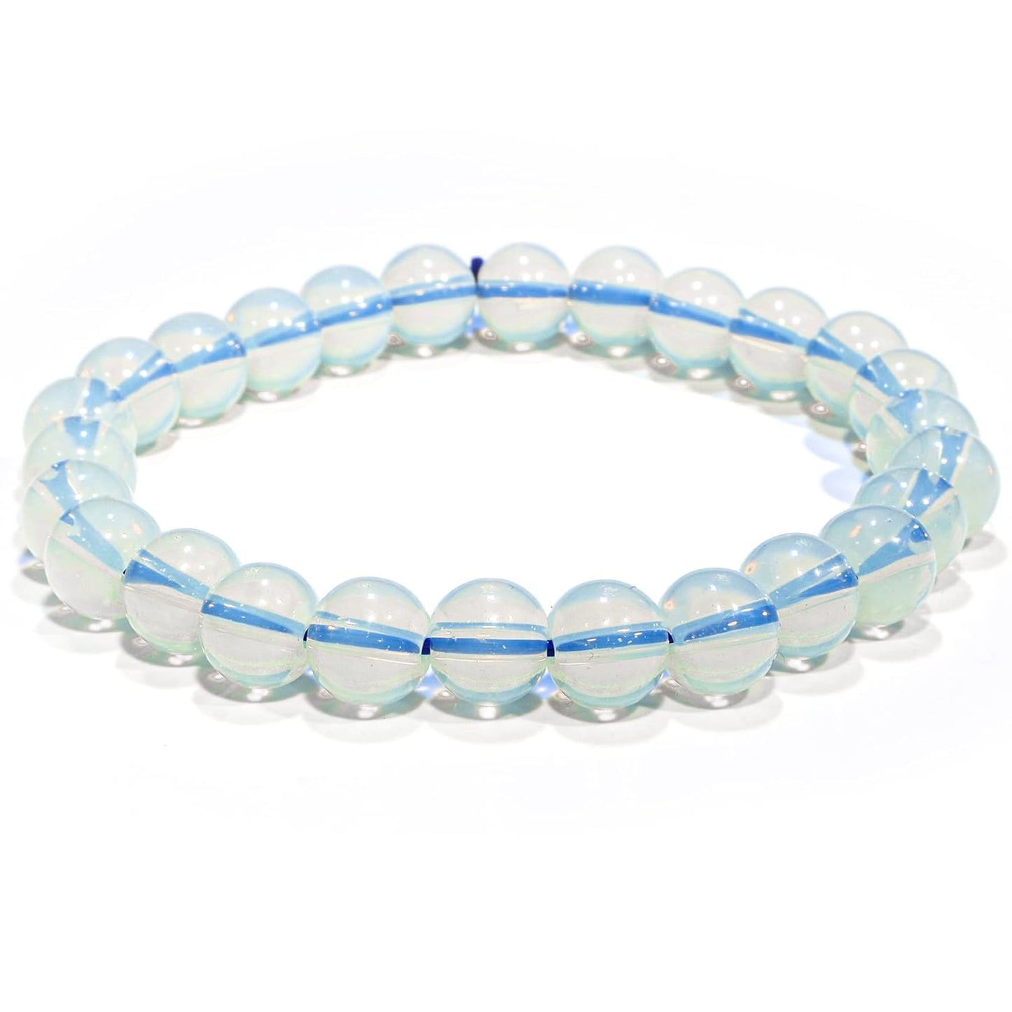 5 Counts Opalite Gem Semi Precious Beads Bracelet – Healing Crystal Handmade Bracelet for Women Men and Teens Gifts – 8mm Round Beaded Bracelets – Unisex Stretchy Handmade Stone Bracelet – Protection Bracelet From IG Crystal
