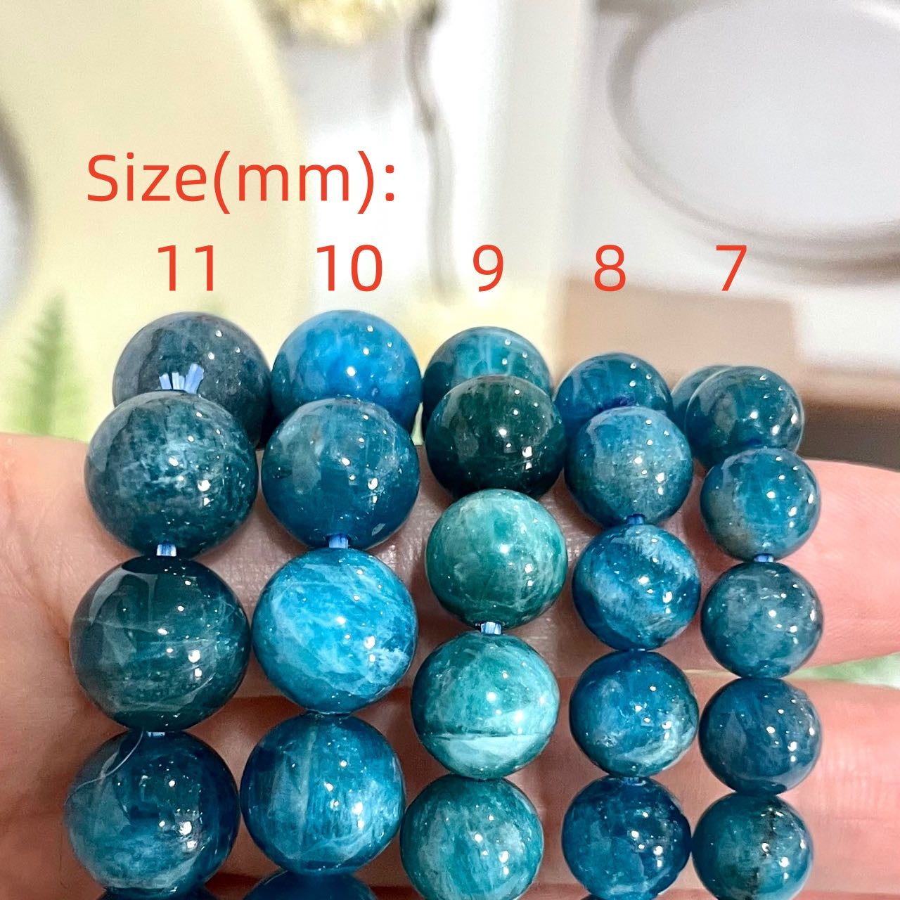 Blue Apatite Bracelet 7~11mm Energy Healing Crystals Jewelry for Women DIY Bracelet From IG Crystal