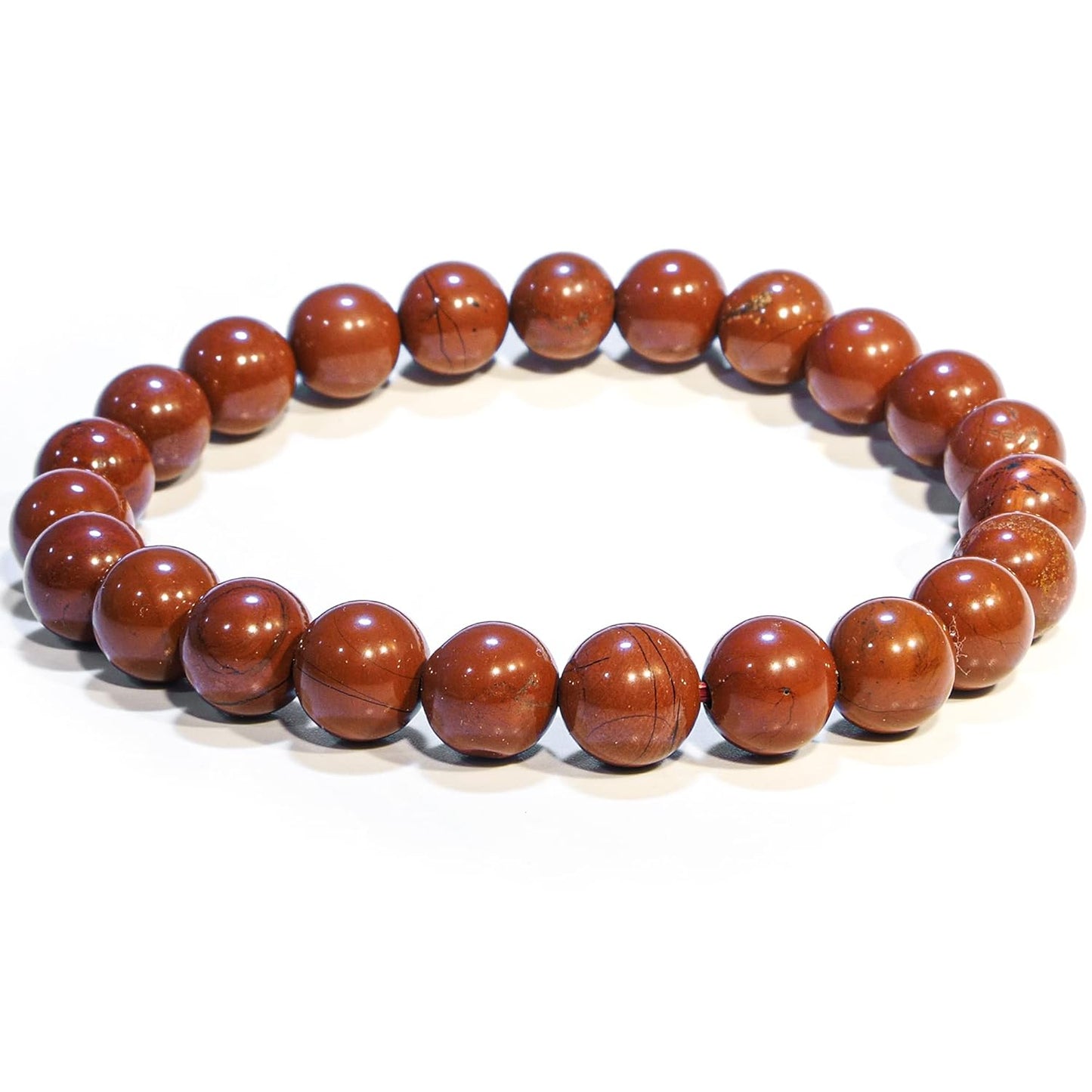 5 Counts Red Jasper Crystal Bead Bracelet – Healing Crystal Bracelet for Women and Men – 8mm Round Beaded Bracelets for Men and Women – Unisex Elastic Adjustable Size Gemstone Bracelet for Healing, Protection From IG Crystal
