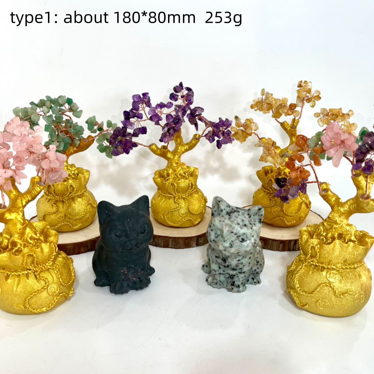 Money Tree Yellow Crytal Amethyst Rose Quartz Green Flourite Healing Crystals and Stones Tree for Home and Office Desk Decoration From IG Crystal