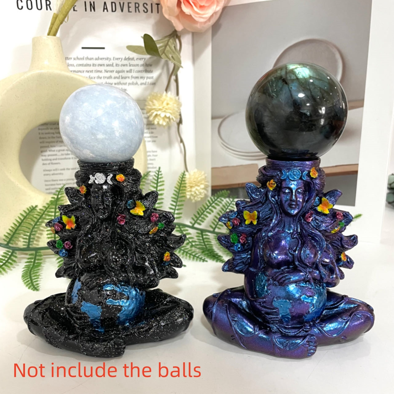 2PCS Stands Black Blue Healing Stone Home Decoration For Crystal Ball From IG Crystal