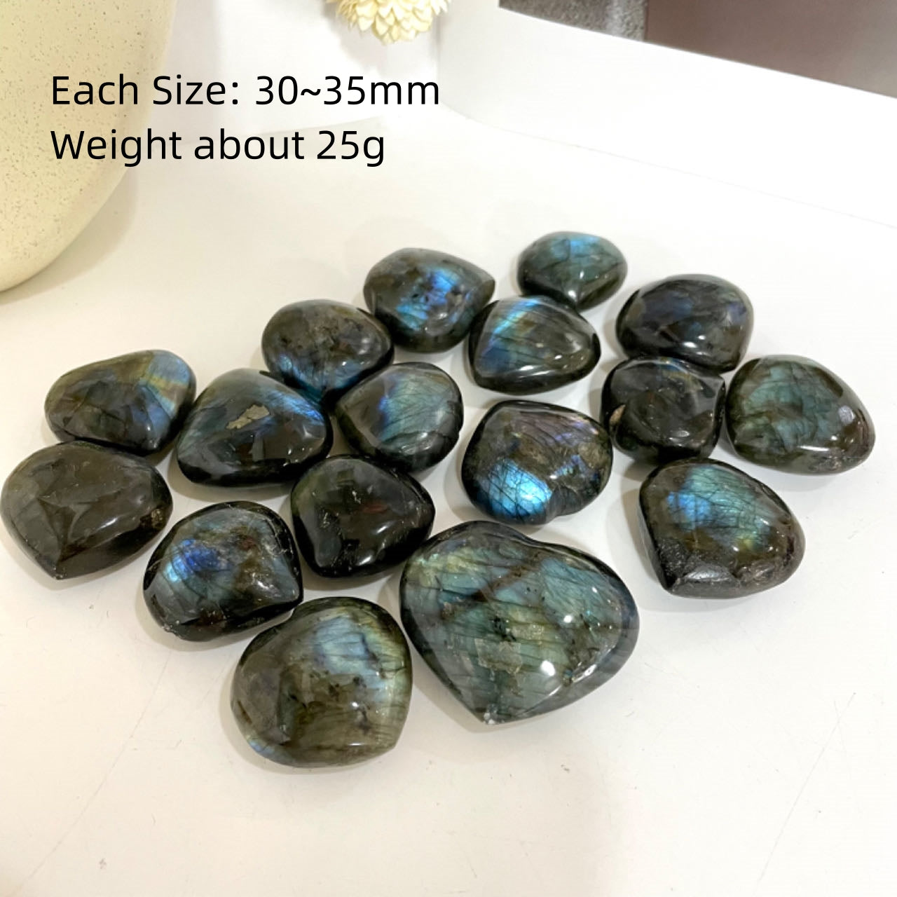 9~10PCS Natural Labradorite Crystal Polished Palm Stone 30-35mm Irregular Shape Heart Love Healing Crystal Moonstone Yoga Meditation From IG Crystal