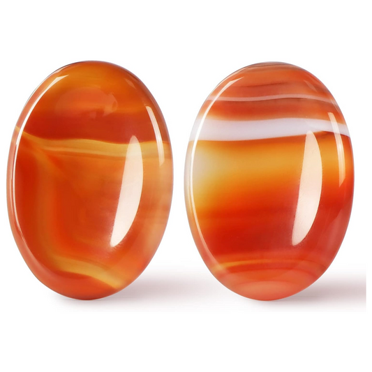IG Crystal Thumb Worry Stones for Anxiety Healing Crystals Sets 8 Counts Red Carnelian Agate Hand Carved Gemstone Pocket Palm Stone Meditation Reiki Chakra