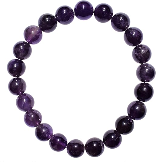 6 Counts Amethyst Crystal Bead Bracelet – Healing Crystal Bracelet for Women and Men – 8mm Beaded Bracelets for Men and Women – Unisex Elastic Adjustable Size Gemstone Bracelet for Healing and Protection From IG Crystal