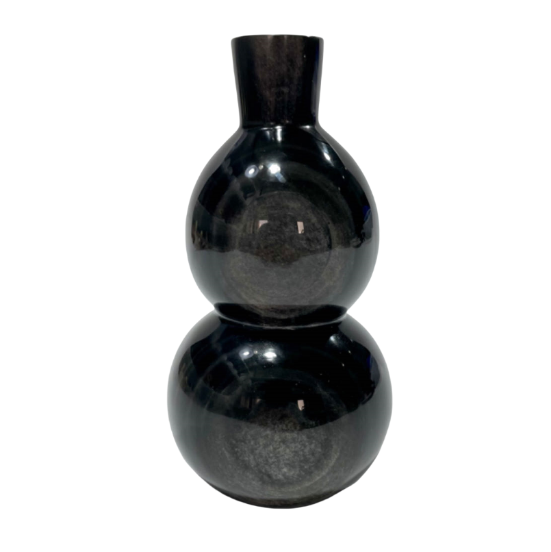 1 Count Silver Obsidian Gourd Calabash Crystal Carving Healing Crystal Gem Reiki Healing Home Decor Crystal Jewelry Shop Pretty Crystals From IG Crystal