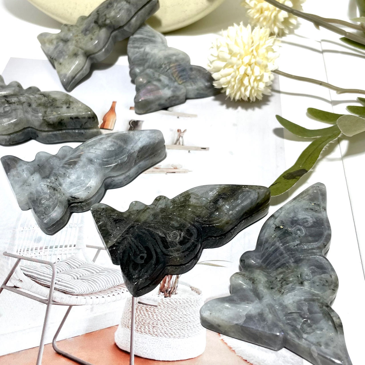 2 Counts Labradorite Flower Fairy Crystal Healing Crystal Home Decoration From IG Crystal