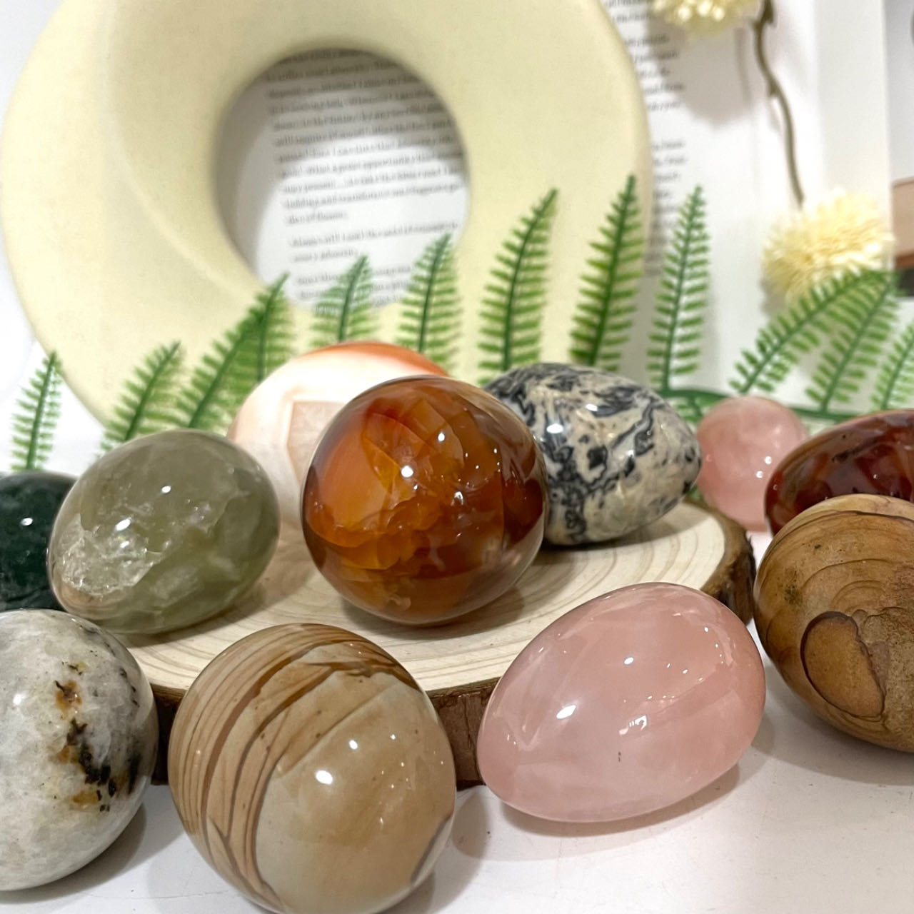 Small Eggs Ocean Jasper Rose Quartz Red Agate Woodstone Healing Stone Home Decoration From IG Crystal