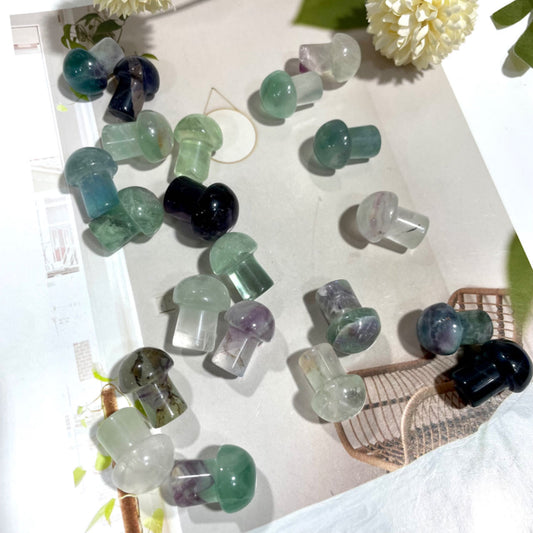 15 Counts Small Fluorite Mushroom Crystal Healing Crystal Home Decoration From IG Crystal