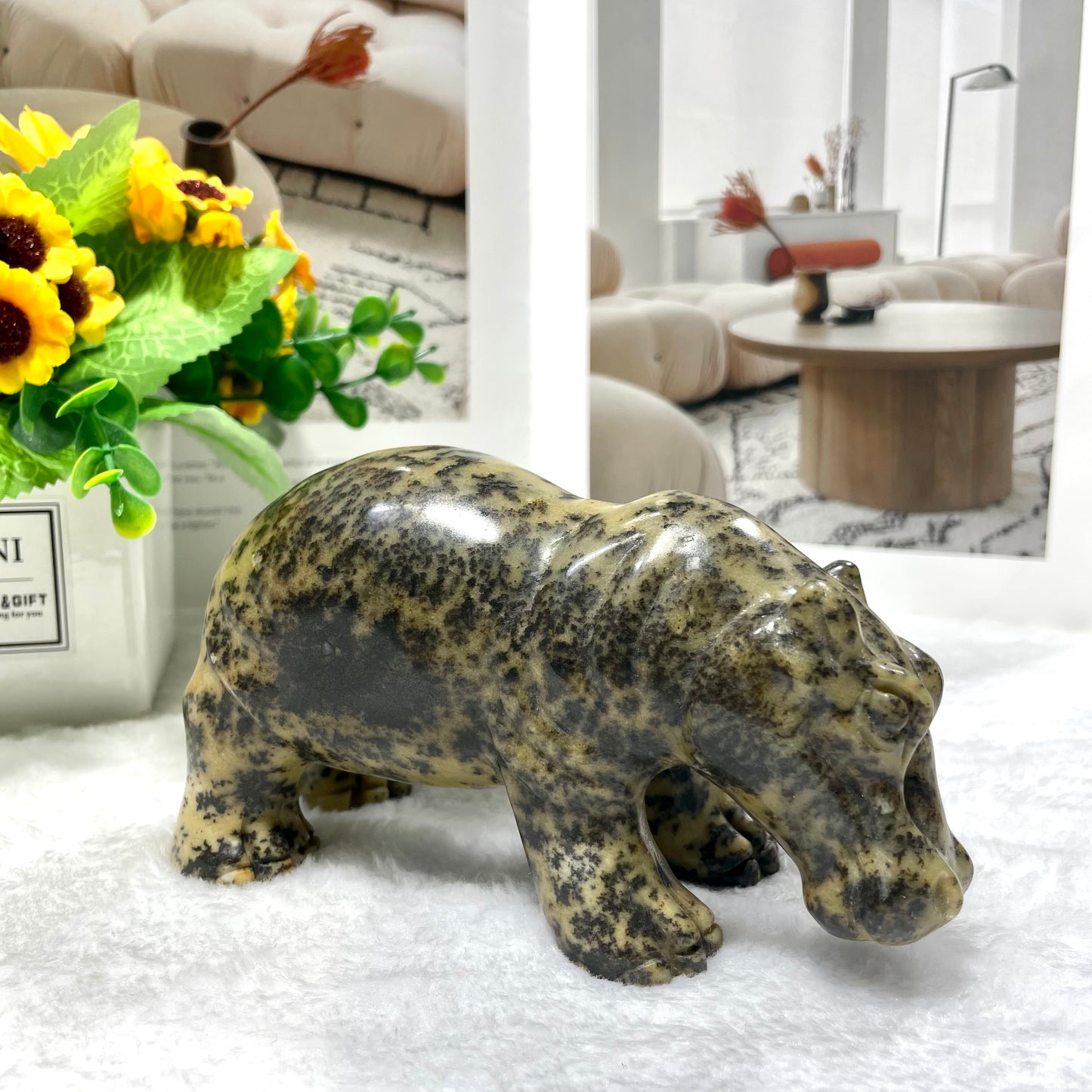 1 Count Floriated Jasper Animals Crystal Carvings Bear Hippo Dog Carvings Healing Stones Natural Stone Chakra Balancing Reiki Home Office Decor From IG Crystal