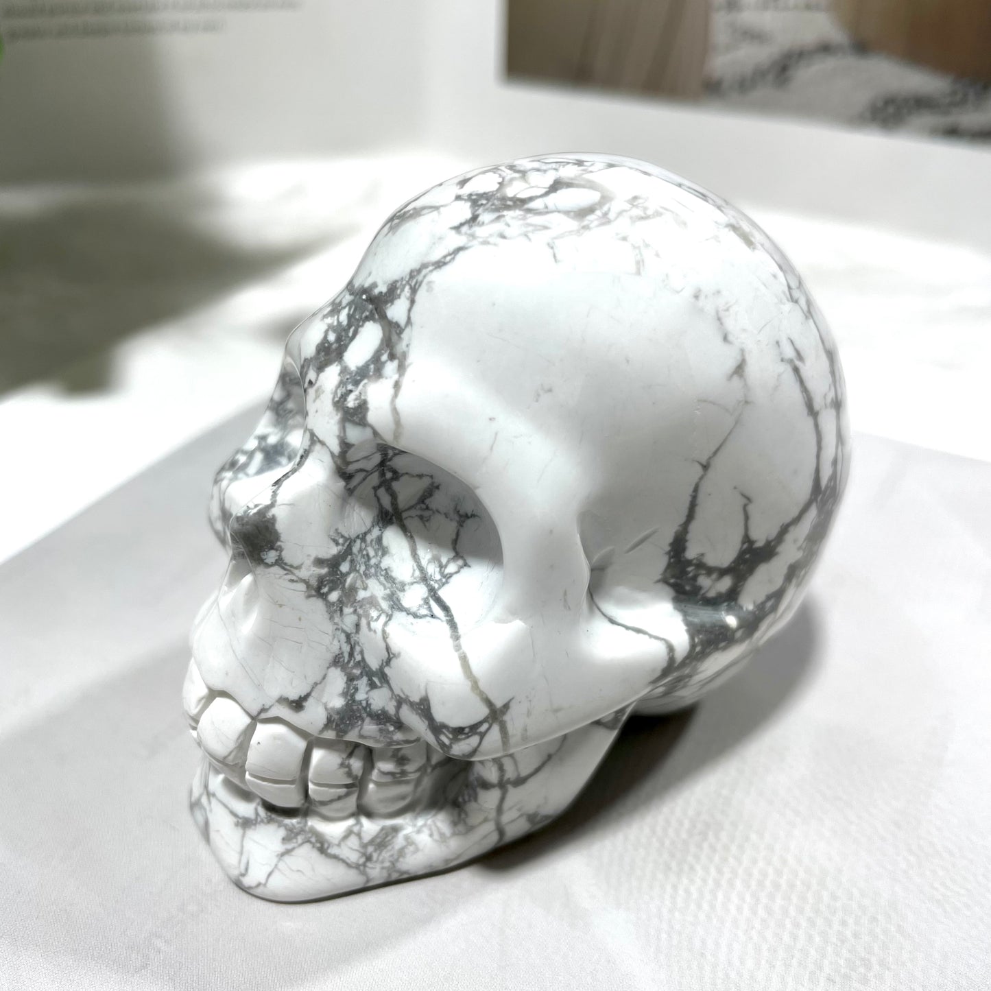 1 Count 3 Inches White Turquoise Skull Crystal Carving Healing Stones Natural Stone Chakra Balancing Reiki Home Office Decor From IG Crystal