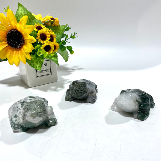 2 Counts Moss Agate Frog Crystal Carving Healing Stones Natural Stone Chakra Balancing Reiki Home Office Decor From IG Crystal