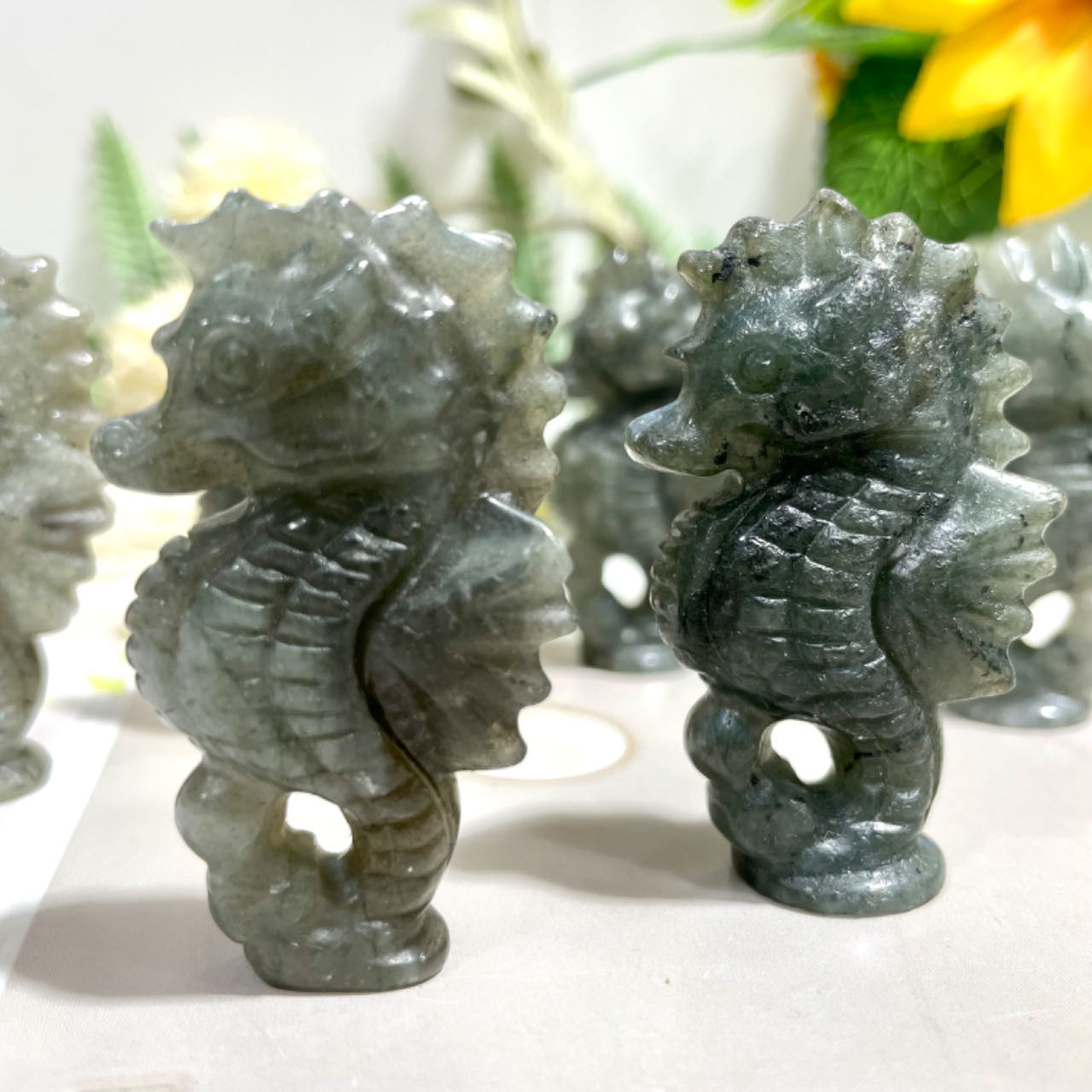 2 Counts Labradorite Seahorse Crystal Carving Healing Stone Home Decoration From IG Crystal