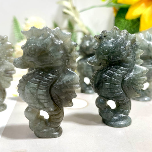 2 Counts Labradorite Seahorse Crystal Carving Healing Stone Home Decoration From IG Crystal