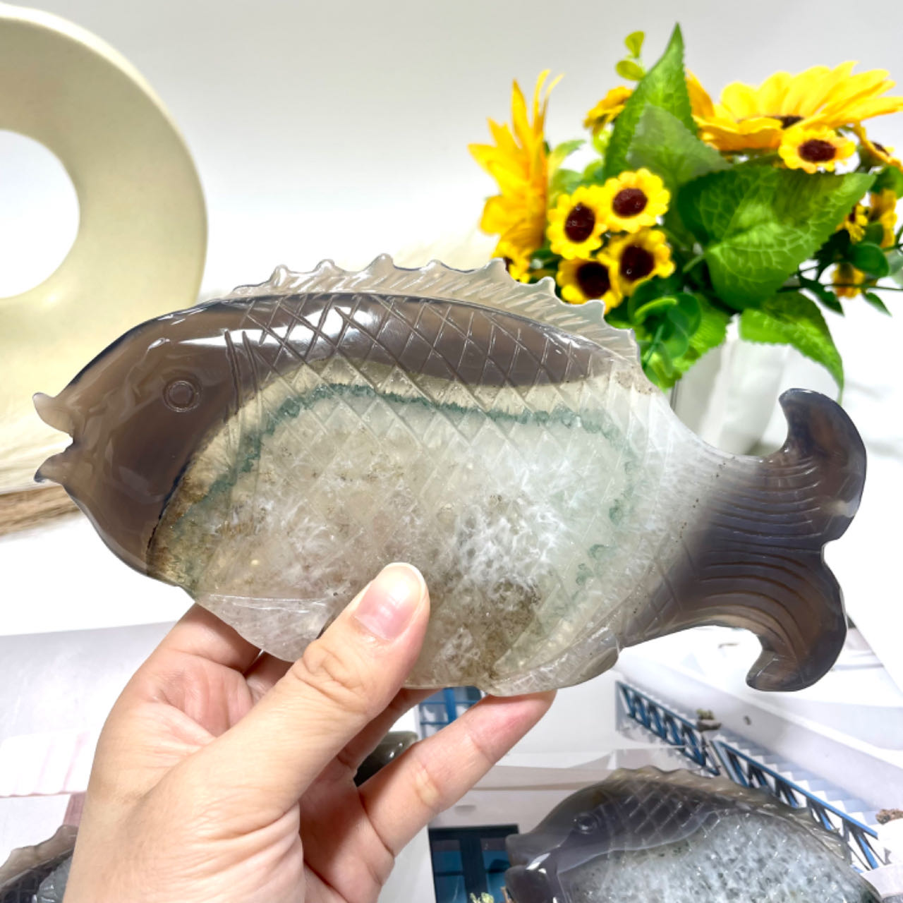 1 Count Geode Agate Fish Crystal Healing Crystal Gem Reiki Healing Home Decor Crystal Jewelry Shop Pretty Crystals From IG Crystal