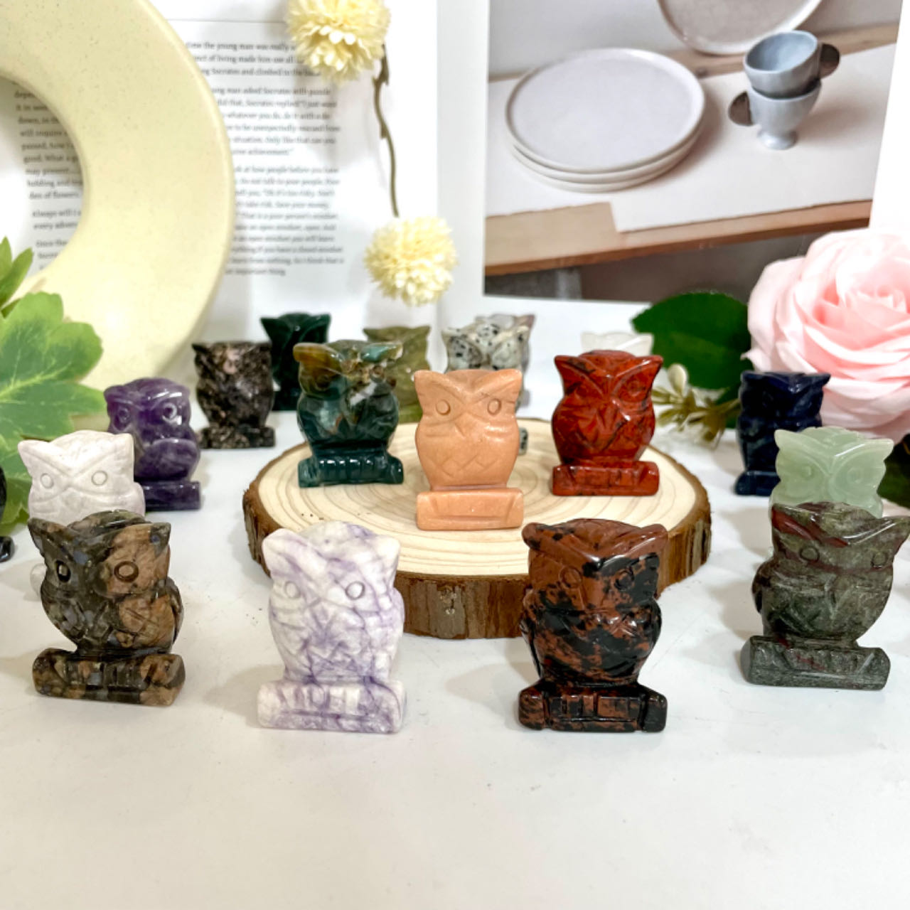 Different Maerail Small Owl High Quality Natural Crystals Set (Stochas ...