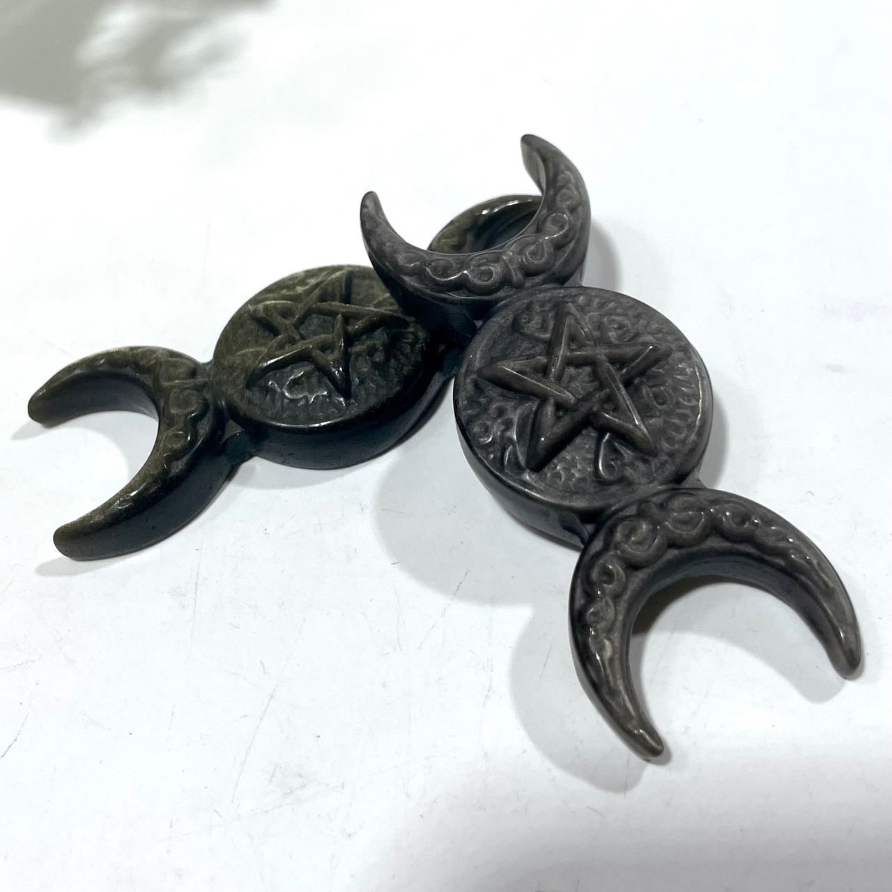 2 Counts Black Obsidian Two Moon Crystal Carving Healing Crystal Gem Reiki Healing Home Decor Crystal Jewelry Shop Pretty Crystals From IG Crystal