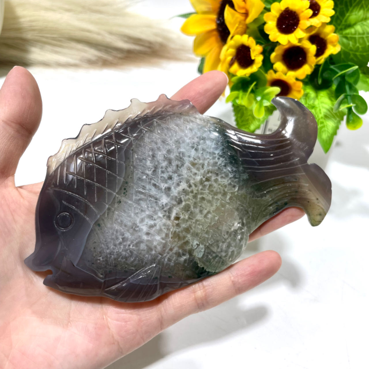 1 Count Geode Agate Fish Crystal Healing Crystal Gem Reiki Healing Home Decor Crystal Jewelry Shop Pretty Crystals From IG Crystal