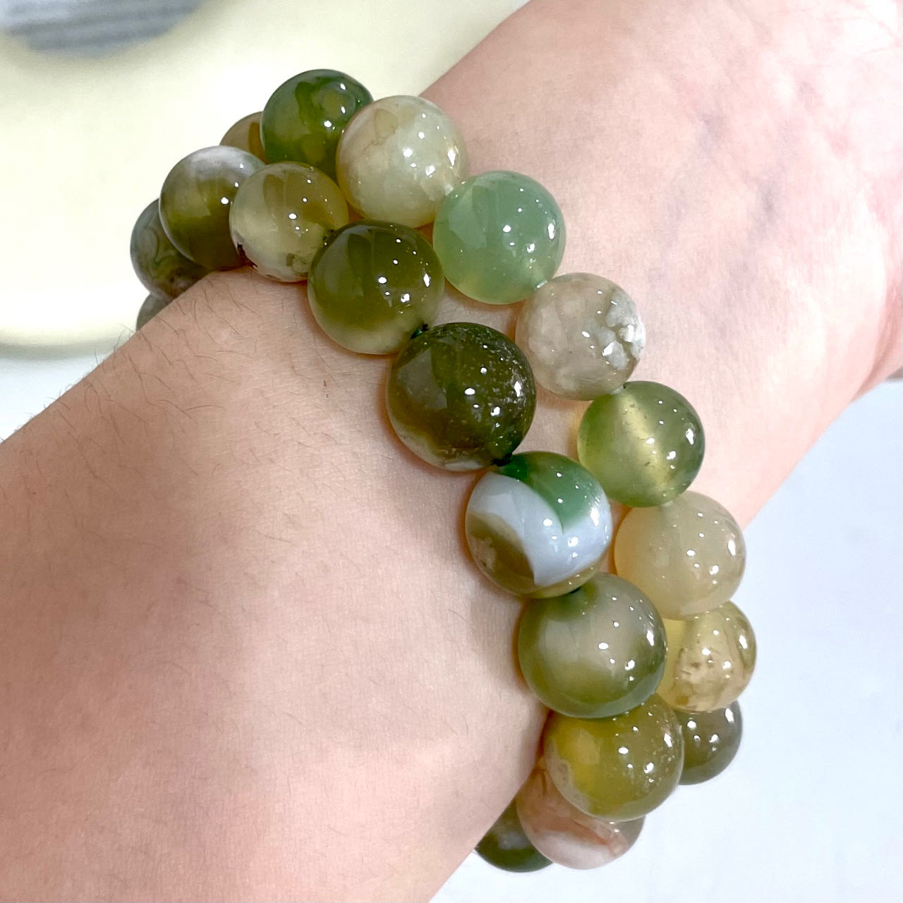 Green Flower Agate Bracelet 6~15mm Energy Healing Crystals Jewelry for Women DIY Bracelet From IG Crystal