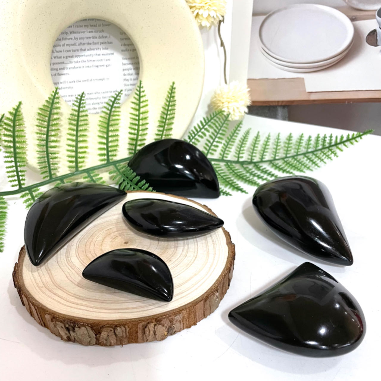 Rainbow Obsidian Heart Moon Shape Stone Crystal Healing Stone Home Decoration From IG Crystal