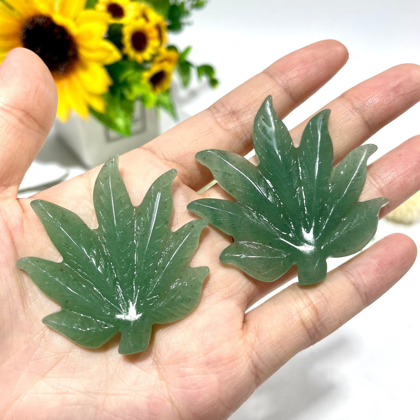 9 Counts Green Aventurine Leaf Crystal Carving Healing Stones Natural Stone Chakra Balancing Reiki Home Office Decor From IG Crystal