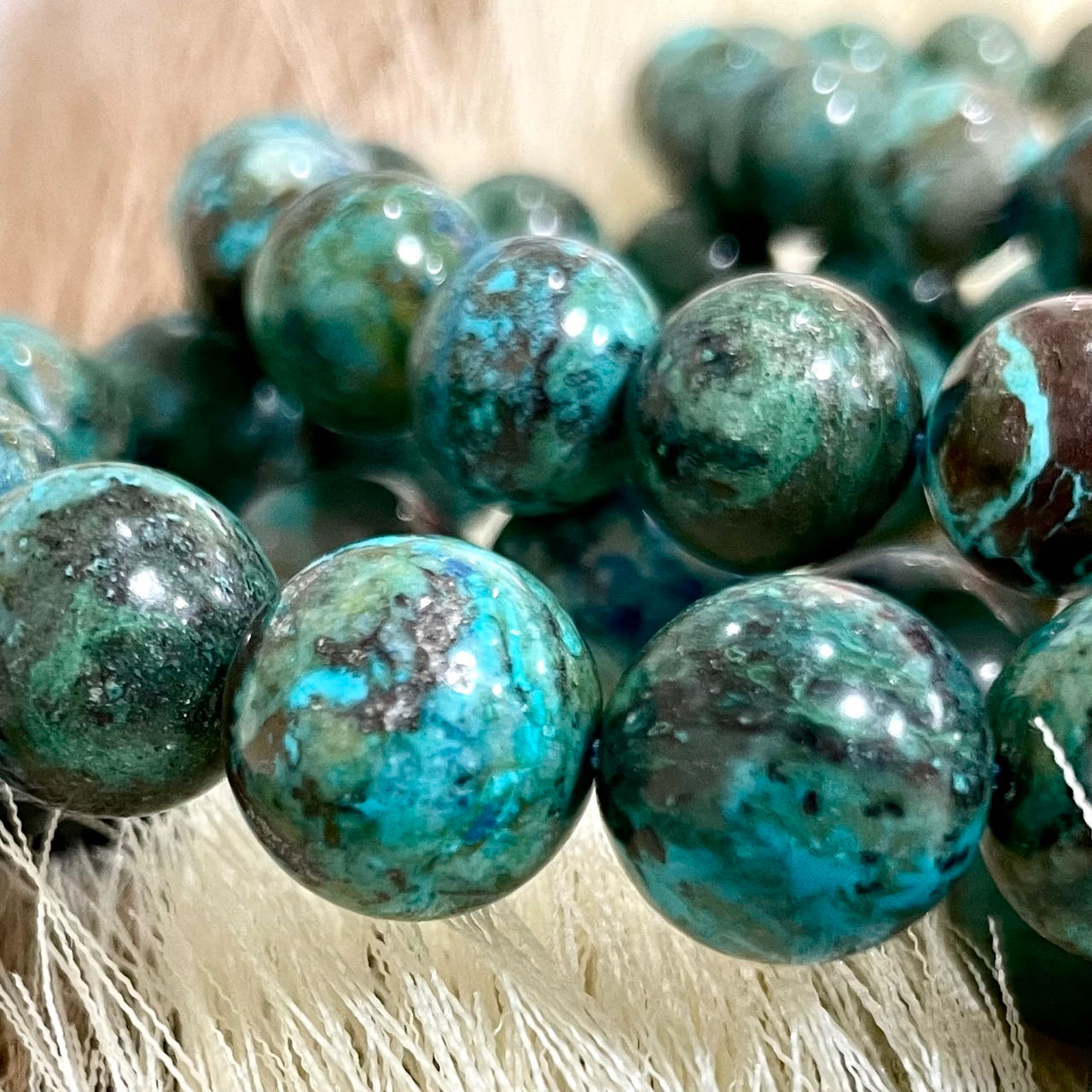 Peru Chrysocolla Bracelet 11~14mm Energy Healing Crystals Jewelry for Women DIY Bracelet From IG Crystal