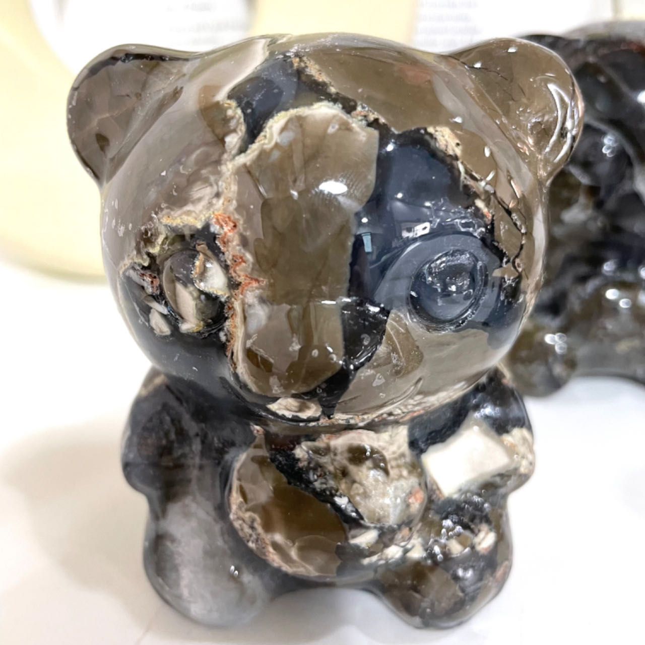 Agate Bear Crystal Healing Stone Animal Collectible Figurine Statue for Reiki From IG Crystal