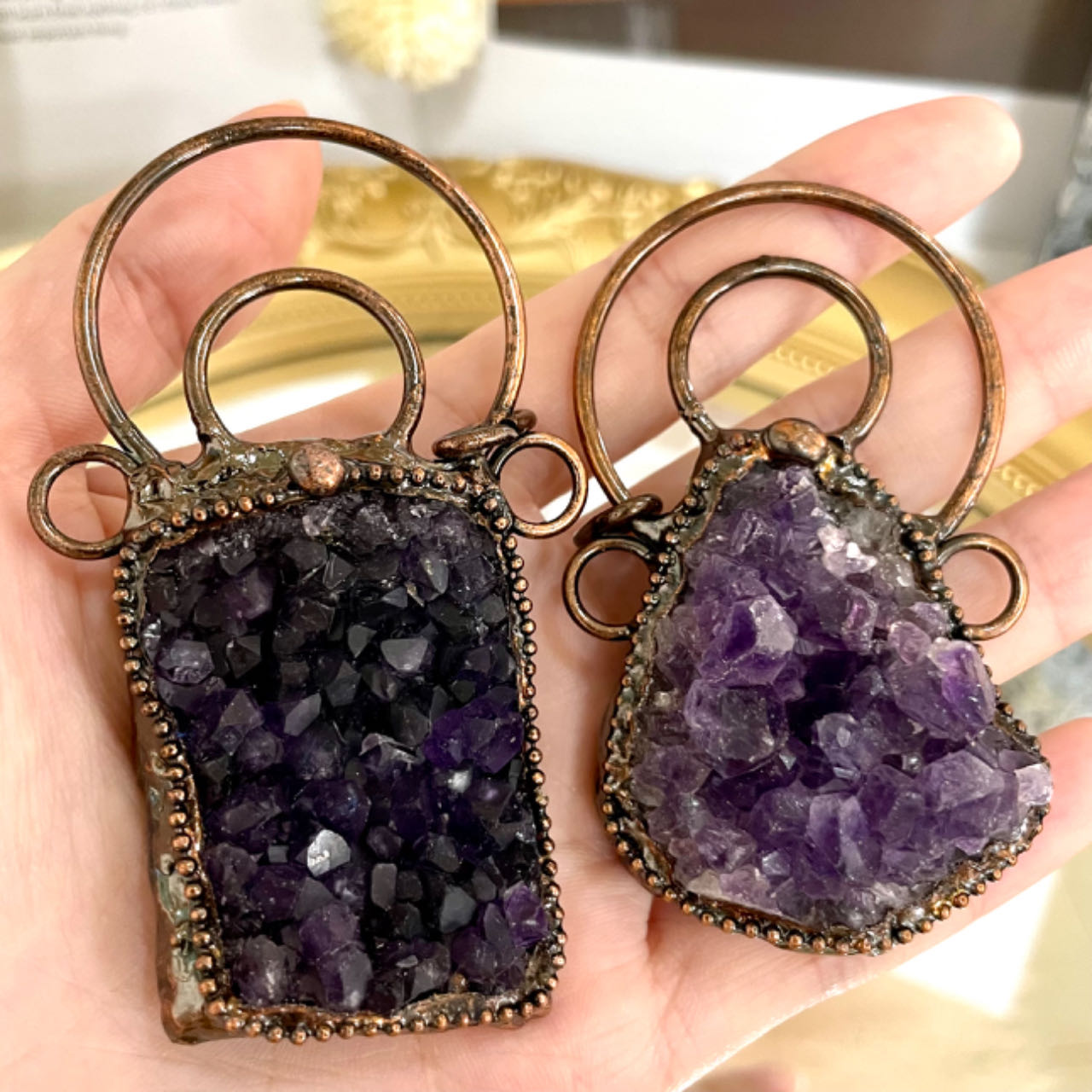 Any 2PCS Crystal Pendant Necklace for Women Fashion Jewelry Amethyst Clear Quartz From IG Crystal
