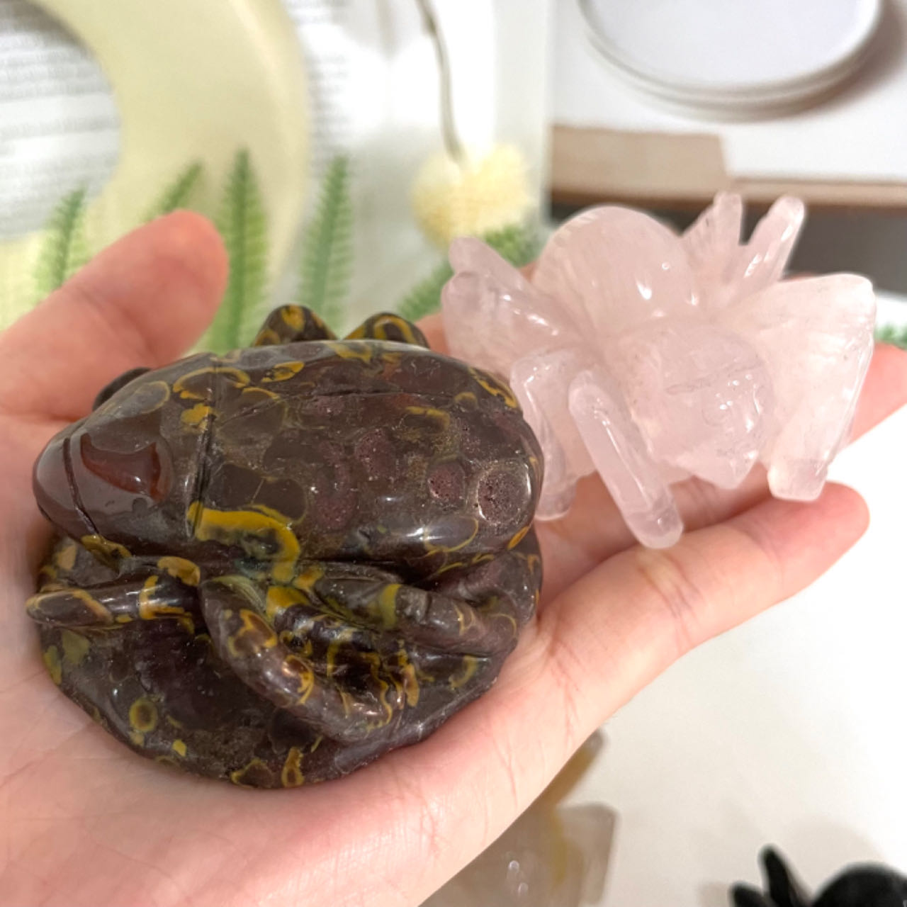 Different Maerail Spider Crystal Stochastic 2PCS Rose Quartz Ocean Jasper Red Jasper Golden Healer Healing Crystal From IG Crystal