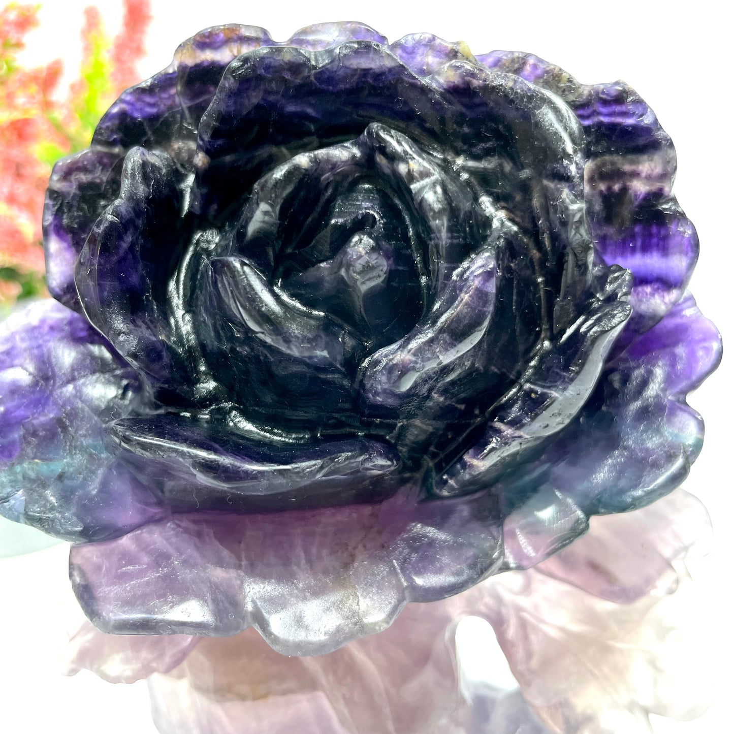 1 Count Fluorite Flower Fish Crystal Carving Healing Stones Natural Stone Chakra Balancing Reiki Home Office Decor From IG Crystal