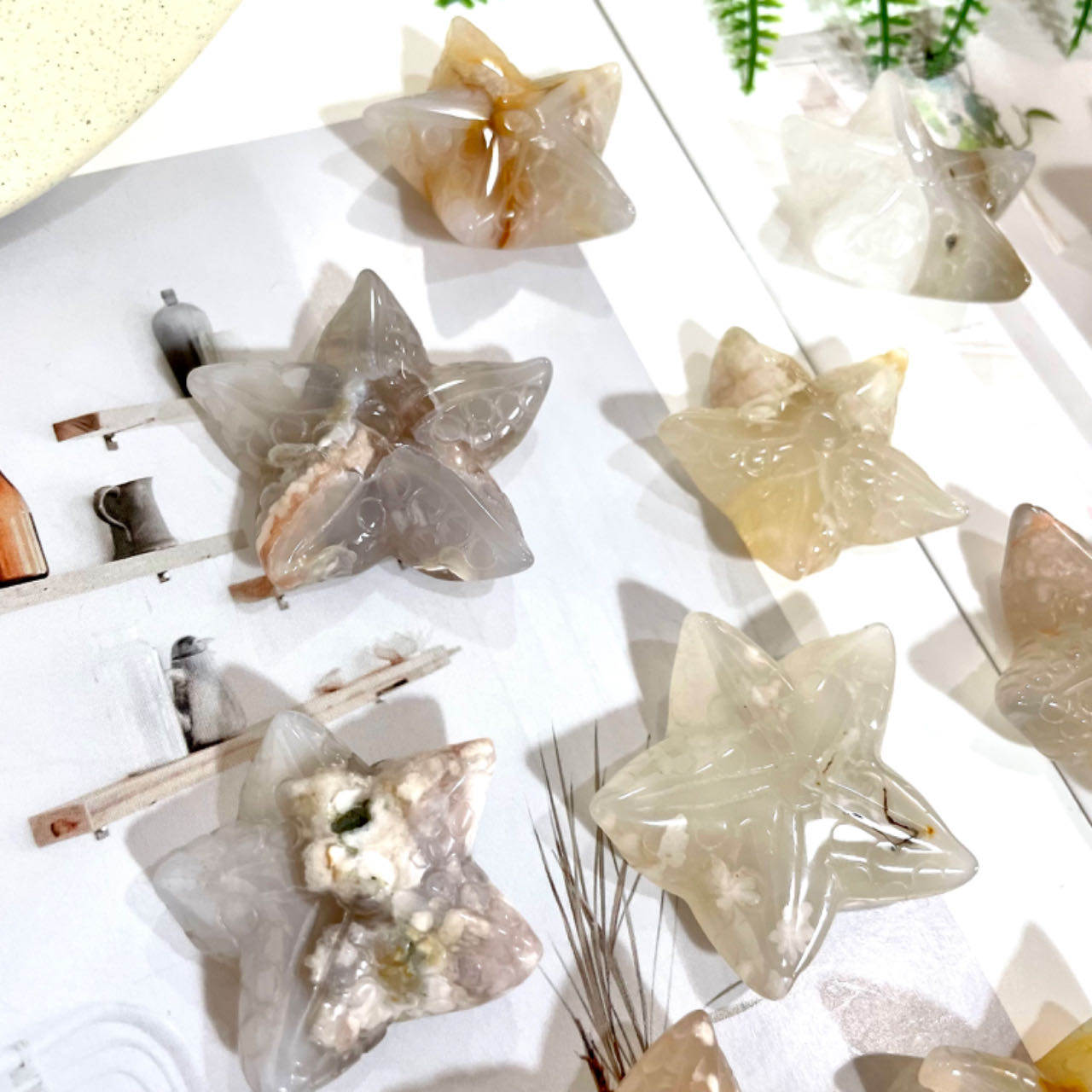 IG Crystal 10 Counts Starfish Shape Crystal Flower Agate Starfish Healing Crystal Home Decoration