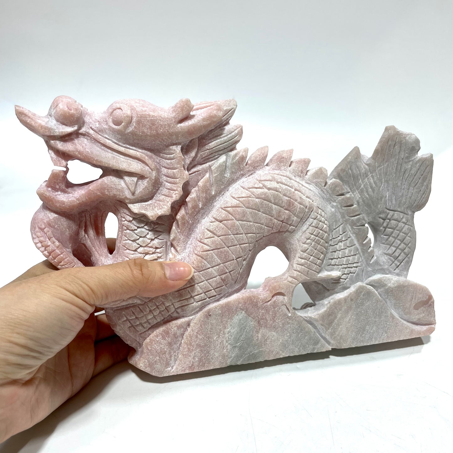 1 Count Pink Opal Dragon Crystal Carving Healing Stones Natural Stone Chakra Balancing Reiki Home Office Decor From IG Crystal