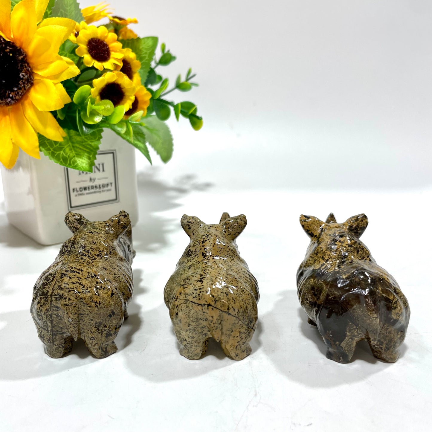 2 Counts Picture Jasper Rhinoceros Crystal Carving Healing Stones Natural Stone Chakra Balancing Reiki Home Office Decor From IG Crystal