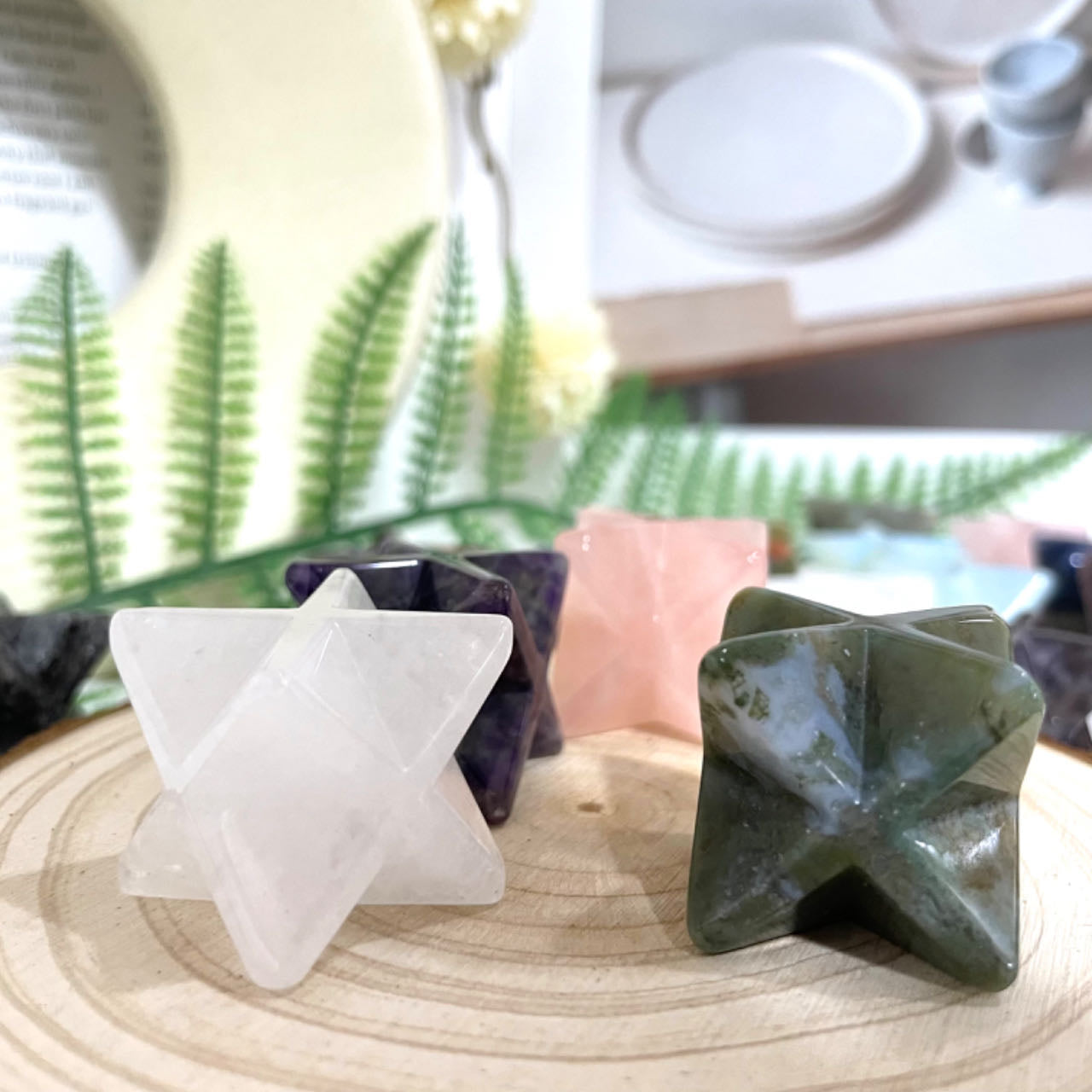Different Maerail Star Crystal Stochastic 3PCS Rose Quartz Clear Quartz Kiwi Jasper Sodalite Amethyst Opalite Unakite Healing Crystal From IG Crystal
