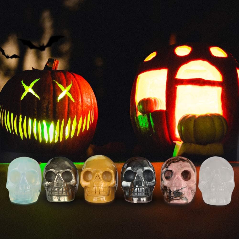 1 Count 3.5 Inches Clear Quartz Skull Crystal Carving Halloween Healing Stones Natural Stone Chakra Balancing Reiki Home Office Decor From IG Crystal