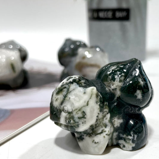 2 Counts Moss Agate Bulbasaur Crystal 2 Inches Natural Gemstone Semi Precious Healing Crystals Enhance Positive Energy Home Decoration From IG Crystal