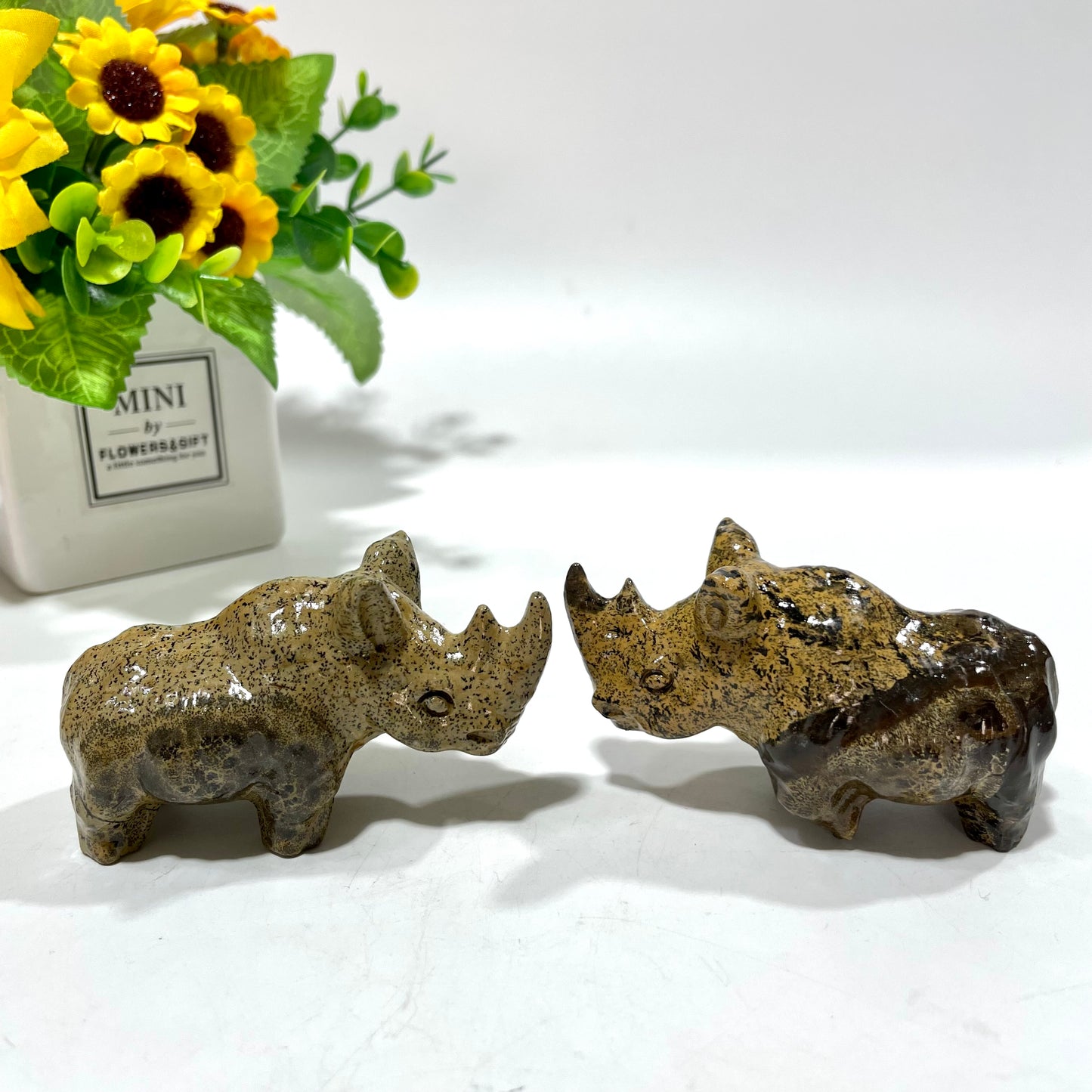 2 Counts Picture Jasper Rhinoceros Crystal Carving Healing Stones Natural Stone Chakra Balancing Reiki Home Office Decor From IG Crystal