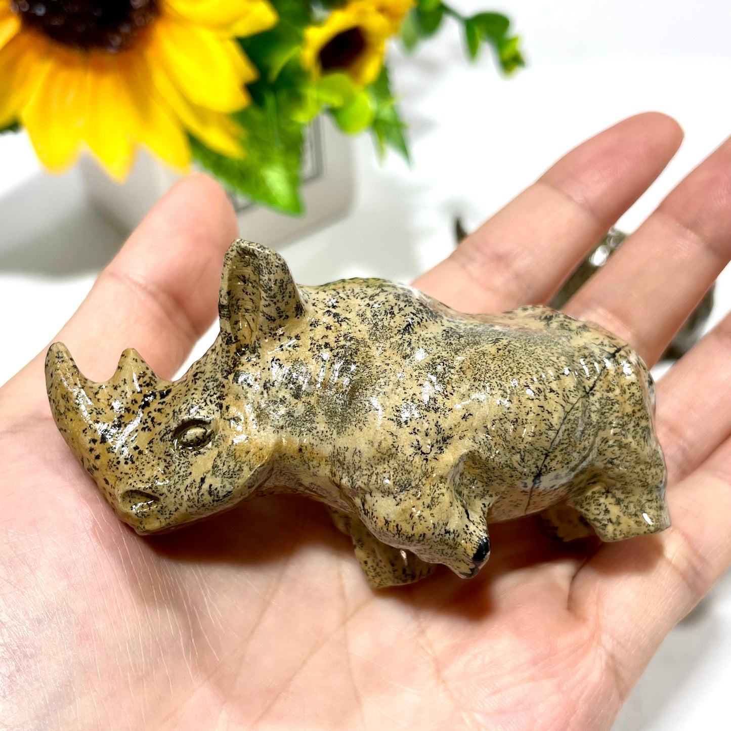2 Counts Picture Jasper Rhinoceros Crystal Carving Healing Stones Natural Stone Chakra Balancing Reiki Home Office Decor From IG Crystal