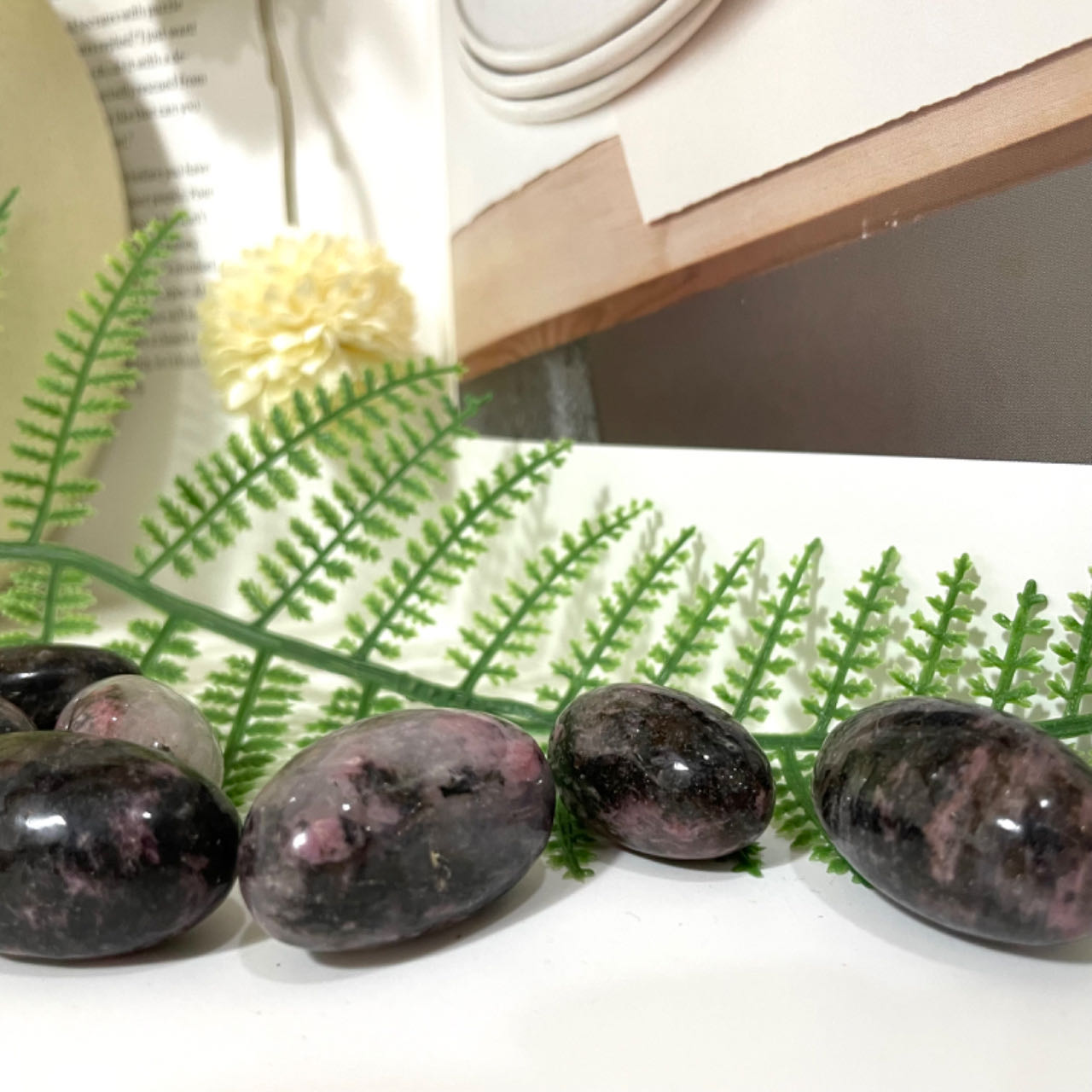 25~30PCS Pink Black Rhodonite Oblong Shape Natural Stone Crystal Healing Power Energy Gifts From IG Crystal