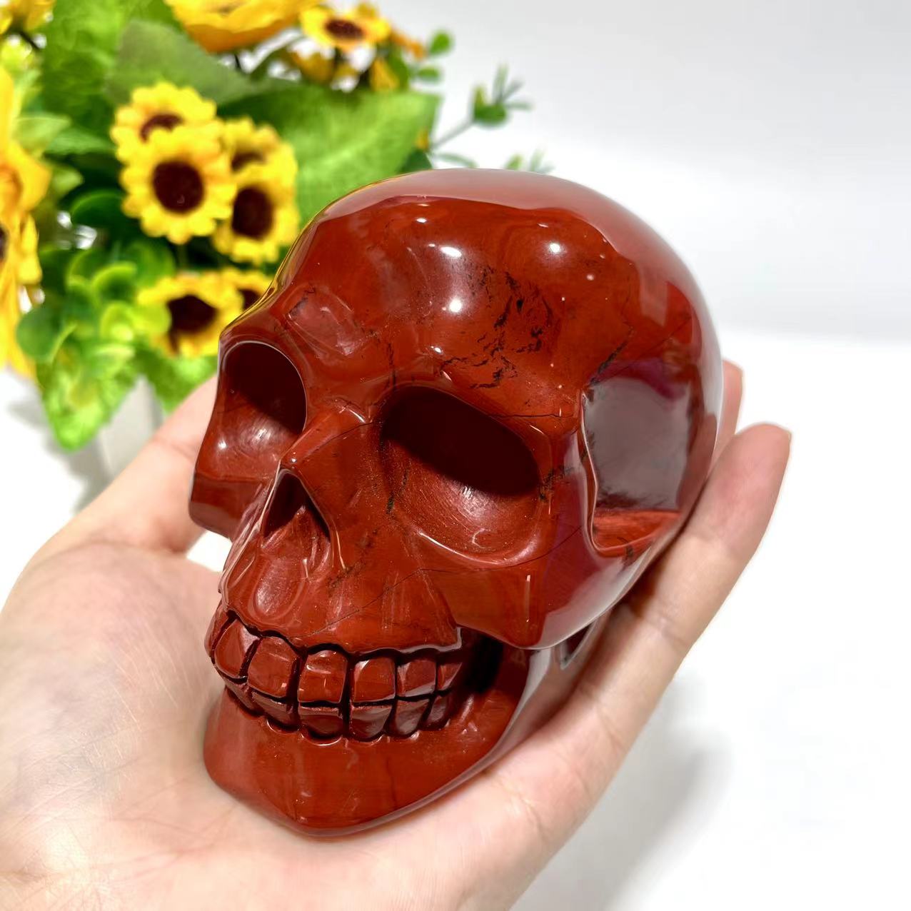 1 Count Red Jasper Skull Crystal Carving Natural Stone Gem Mining Chakra Balancing Reiki Healing Crystal Mystery Crystal Display Crystal Shopping Online Home Office Decor From IG Crystal