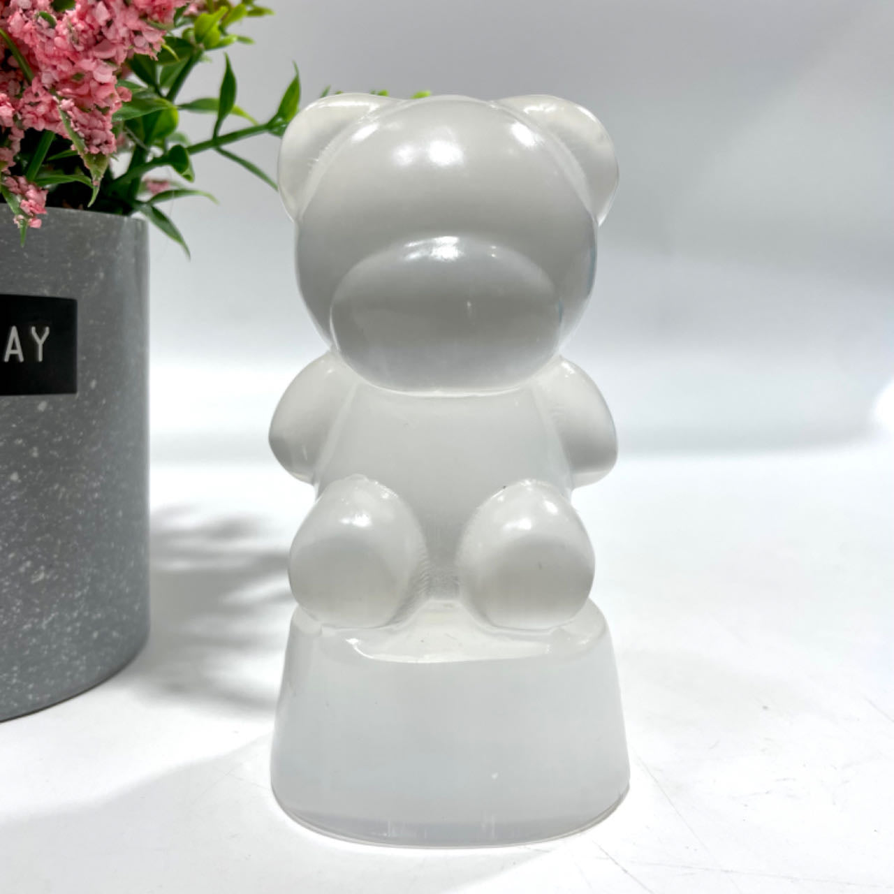 1 Count 10CM Selenite Snowman Christmas Tree Tower Bear Flower Fairy Angel Skull Crystal Natural Gemstone Semi Precious Healing Crystals Enhance Positive Energy Home Decoration From IG Crystal