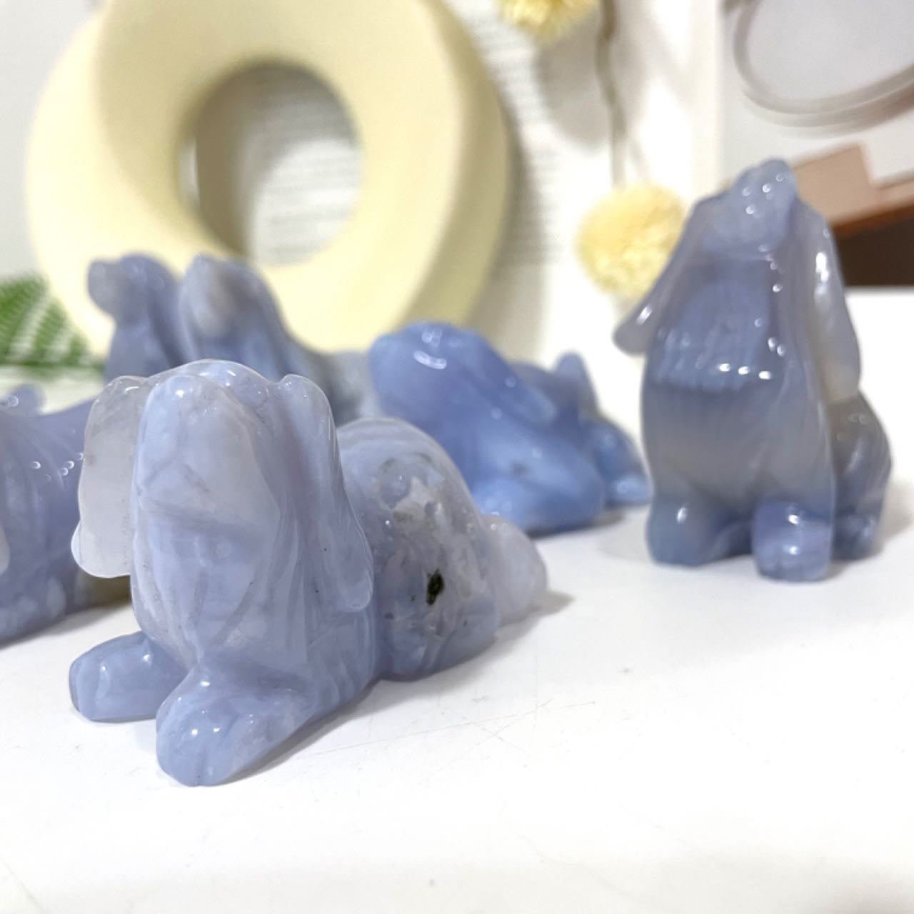 Blue Lace Agate Dog Crystal Healing Stone Home Decoration Stochastic 1PCS From IG Crystal