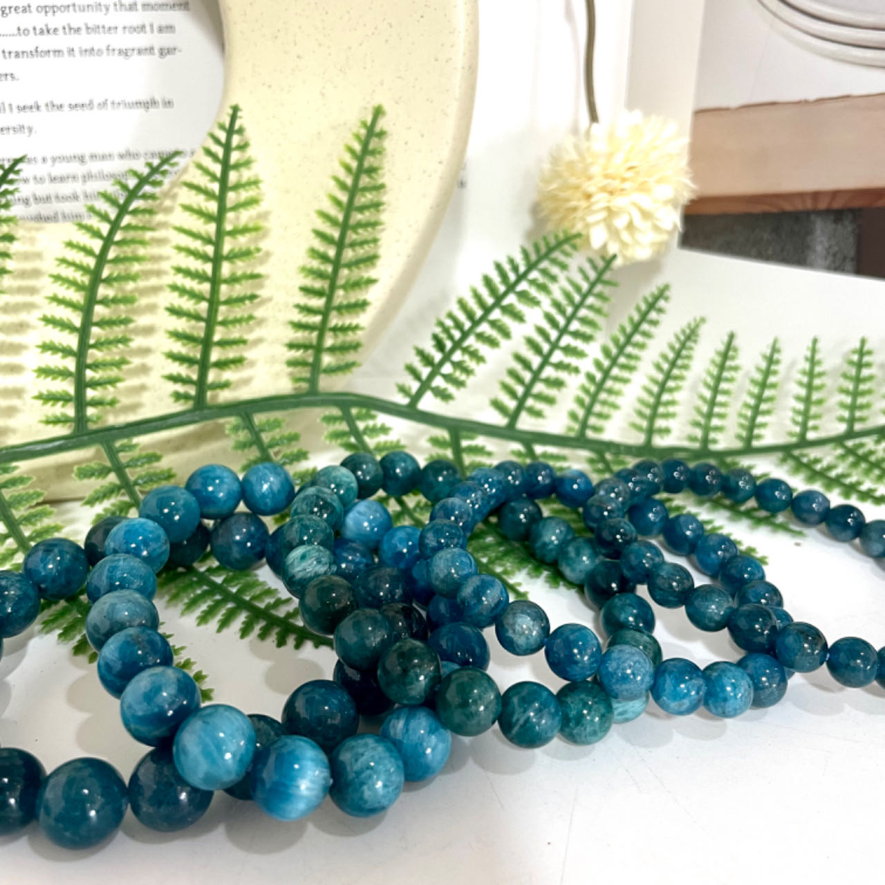 Blue Apatite Bracelet 7~11mm Energy Healing Crystals Jewelry for Women DIY Bracelet From IG Crystal