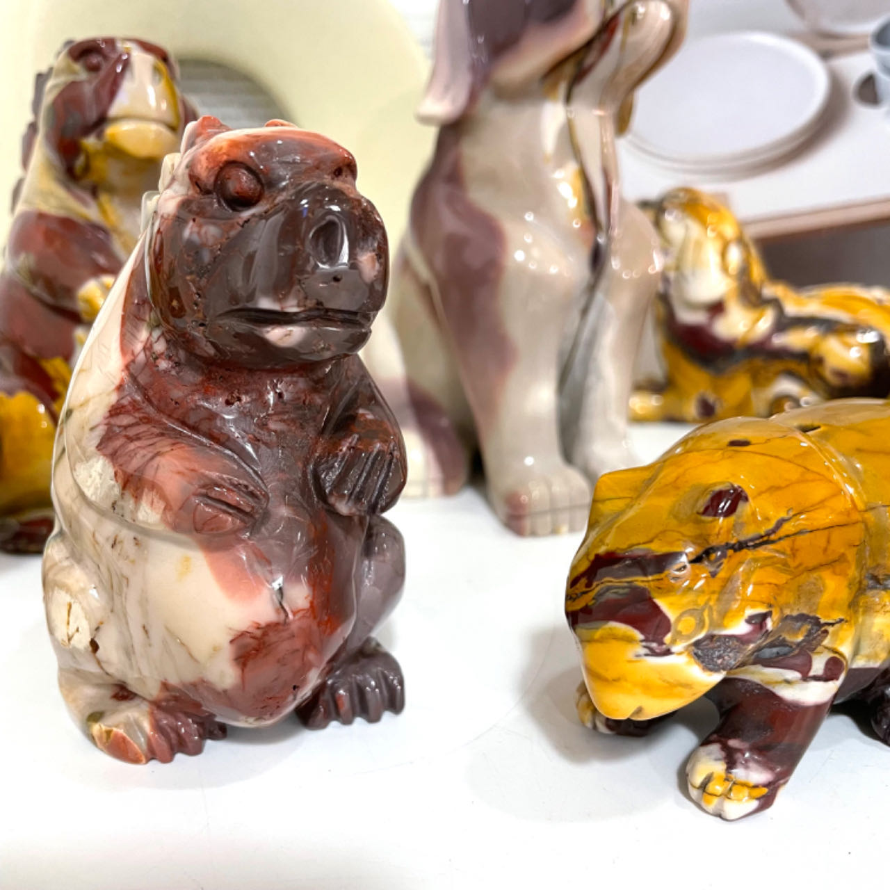 Moonkaite Jasper Animals Crystal Stochastic 1PCS Dog Squirrel Dinosaur Healing Stone Home Decoration From IG Crystal