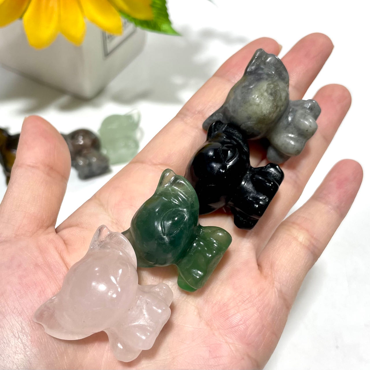 Various Materials Stitch Crystal 9 Counts Clear Quartz Rose Quartz Fluorite Green Aventurine Tiger Eye Moss Agate Jasper Healing Crystal Gem Reiki Healing Home Decor Crystal Jewelry Shop Pretty Crystals From IG Crystal