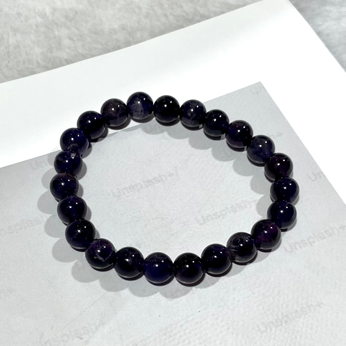6 Counts Amethyst Crystal Bead Bracelet – Healing Crystal Bracelet for Women and Men – 8mm Beaded Bracelets for Men and Women – Unisex Elastic Adjustable Size Gemstone Bracelet for Healing and Protection From IG Crystal